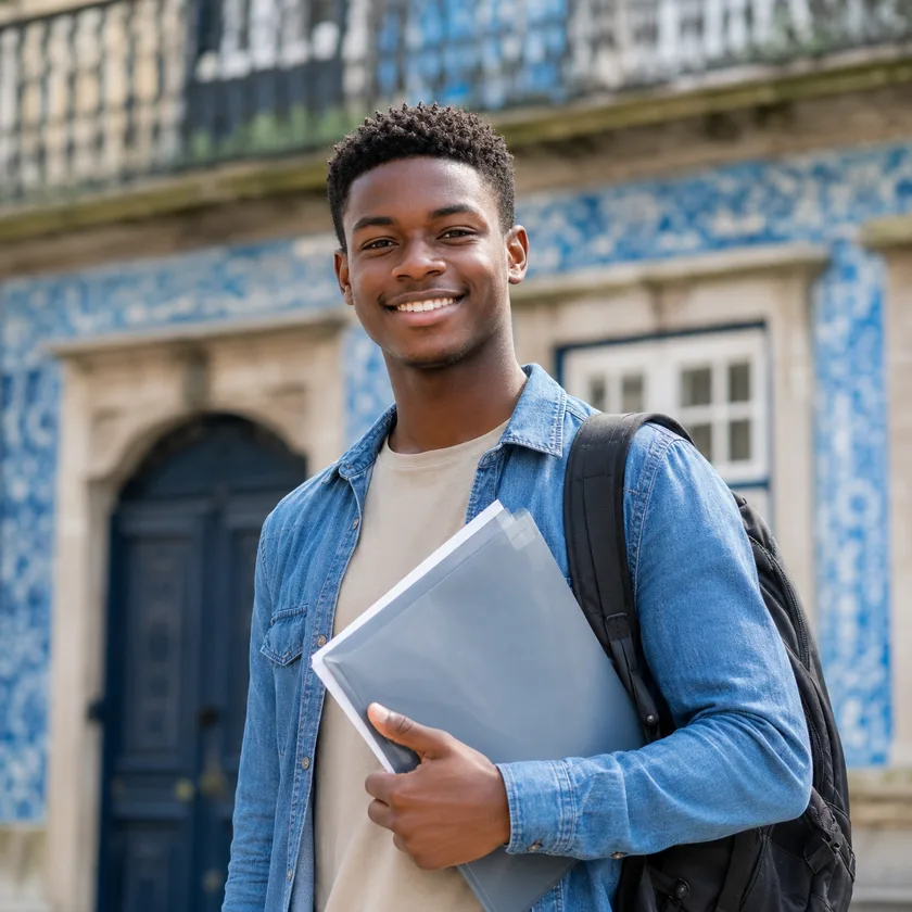 Estudante de um país PALOP com documentos de candidatura em Portugal