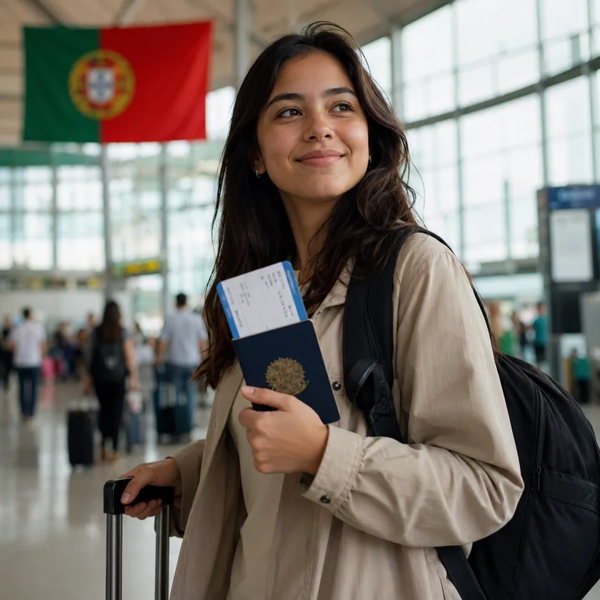 Estudante brasileiro com passaporte e visto de estudante em Portugal